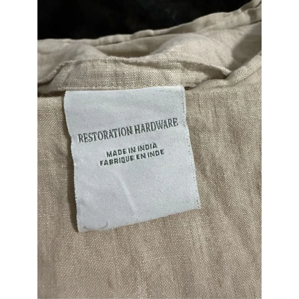 Restoration Hardware RH Linen Beige Cream Pillow Cover 24x16 scalloped